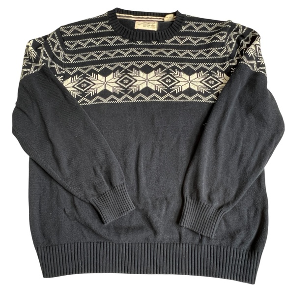 Weatherproof Vintage Sweater Pullover Dark Blue & White Snowflakes Sz XL Cotton - Picture 2 of 6